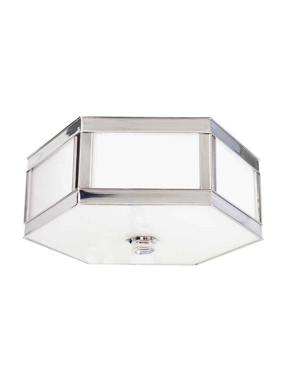 Nassau 16 inch Flush-Mount Ceiling Light in Polished Nickel.